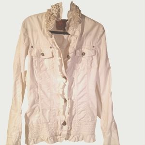 Anthropology Twill 22 cream jacket LG